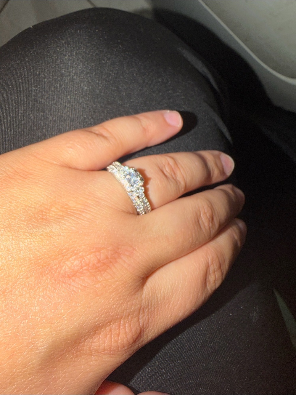 Sterling Silver White Cubic Zirconia Bridal Ring Set - White